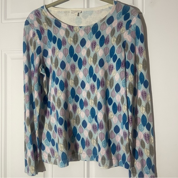 ❤️2/$15 or 3/$21❤️ Talbots Purple/Blue Leaf Pullover Sweater, Size Petite Medium - Picture 1 of 11